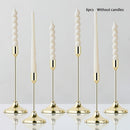 Elegante Juego de 6 Candelabros Metálicos Dorados para Bodas y Aniversarios - Acabado Pulido, Perfecto para Decoraciones de Mesas en Casa y Restaurantes (Velitas No Incluidas)