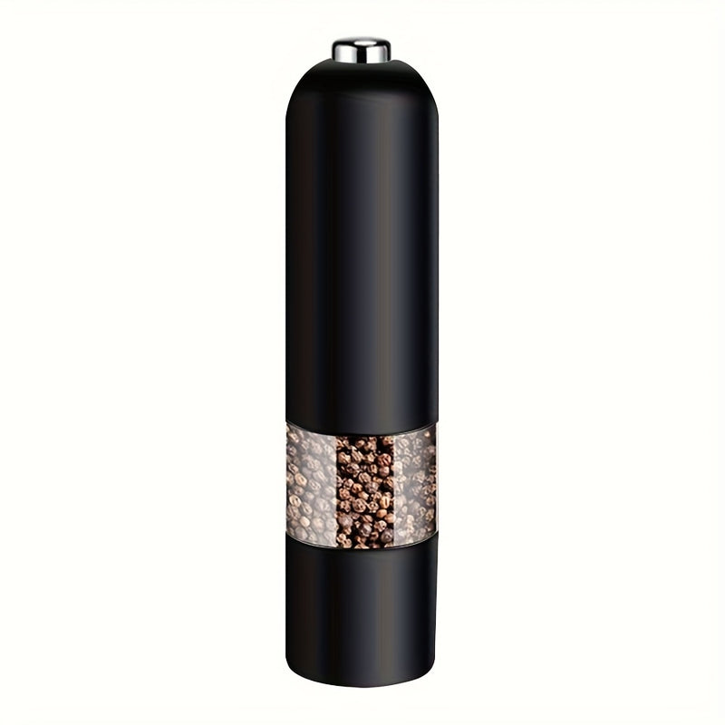 Molino de sal y pimienta eléctrico - Granulometría ajustable, molino de especias automático para cocina y barbacoa, funcionamiento con batería (baterías no incluidas), herramientas de cocina | Diseño negro elegante | Construcción duradera de PC, molino p