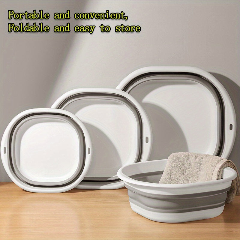 1 pieza de lavabo portátil plegable de plástico duradero, adecuado para el hogar, el dormitorio, el camping, estilo moderno, diseño de almacenamiento fácil.