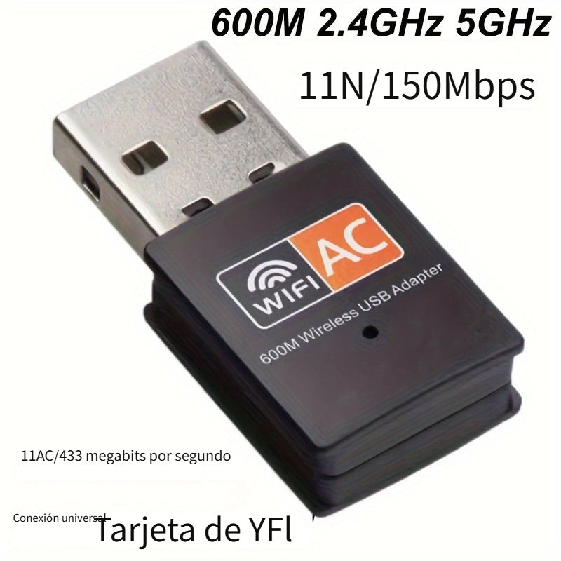 Adaptador de red WiFi de doble banda 2.4G y 5.8G Trolinktek, 600Mbps de alta velocidad, alimentado por USB, compatible con Windows/Mac, chip 8811, control por aplicación, compatible con SmartThings, accesorio de red inalámbrica | Diseño compacto y elegan