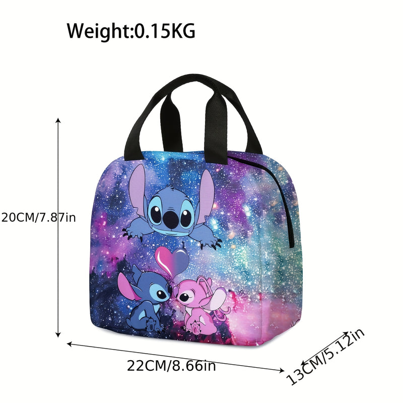 Estuche en bolsa, bolsa de almacenamiento con estampado periférico de Disney Stitch, bolso portátil para almuerzos escolares, oficina o universidad, no apto para alimentos
