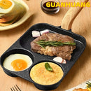 Sartén Antiadherente de Aluminio GUANHUANG para Tortitas y Huevos con Mango de Madera - Diseño de 2 Secciones para Desayunos Perfectos, Compatible con Estufas de Gas e Inducción, Ideal para Huevos, Hamburguesas y Filetes