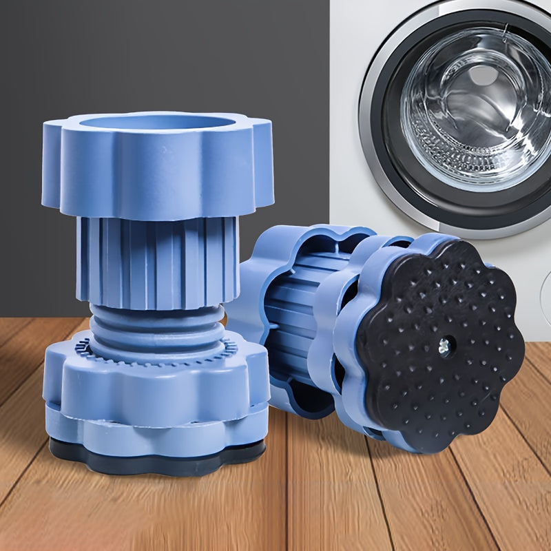 1 pieza de VISNFA, cojín de lavadora anti-vibraciones, ajustable, absorbe golpes y ruidos, estabilizador de pies de goma antideslizante, protección contra desplazamientos para pedestales de lavadoras, blanco y azul, estabilizador de lavadoras, estabilida