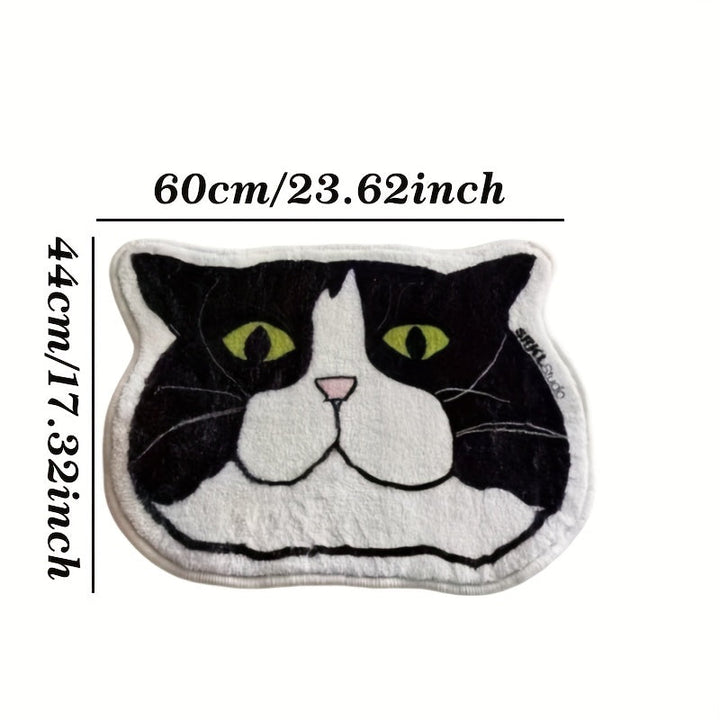 1 pieza, alfombra absorbente antideslizante con forma de gato en imitación de cachemira, suave y resistente al desgaste, para dormitorio o entrada, lavable a máquina, base de alfombra de poliéster