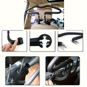 Nueva y mejorada gancho de asiento de coche multifuncional de acero inoxidable - Plegable, adecuado para abrigos y bolsas de embalaje de trajes, bolsas de snacks, compatible con la mayoría de sedanes y SUVs.