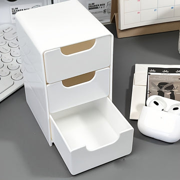Organizador de Escritorio Plástico Ahorrador de Espacio con 3 Cajones para Cosméticos y Accesorios