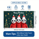 Banner de puerta 2D, 1 unidad, Decoración navideña Panda y Oso Navideño, Poliéster, Ideal para decoraciones de Navidad, fiestas hawaianas, bodas, fondos de habitación o jardín exterior