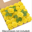 50 piezas de rosas artificiales LuxeCraft, flores falsas de poliuretano para ramo de novia DIY, arreglos florales para el hogar, ideales para decoración de Navidad, Halloween, Pascua, San Valentín - Sin contenedor incluido