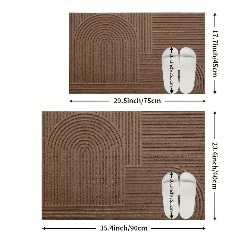 1 alfombra moderna geométrica para entrada - Rayada, antideslizante, liviana, lavable en lavadora, fibra de poliéster, ideal para decoración del hogar, patio y regalos navideños, alfombra para exterior, diseño moderno