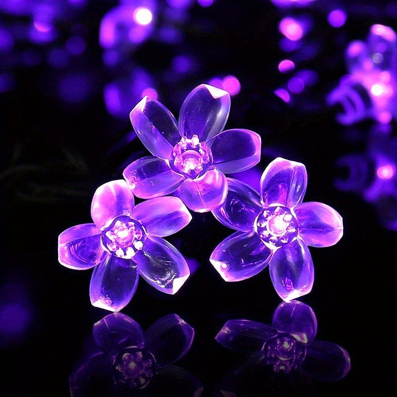 Luces solares de cerezo púrpura, 8 funciones, decoración para patio, balcón, camping, tira LED de ambiente festivo, 1 cuerda de 5 metros con 20 luces o 6.5 metros con 30 luces