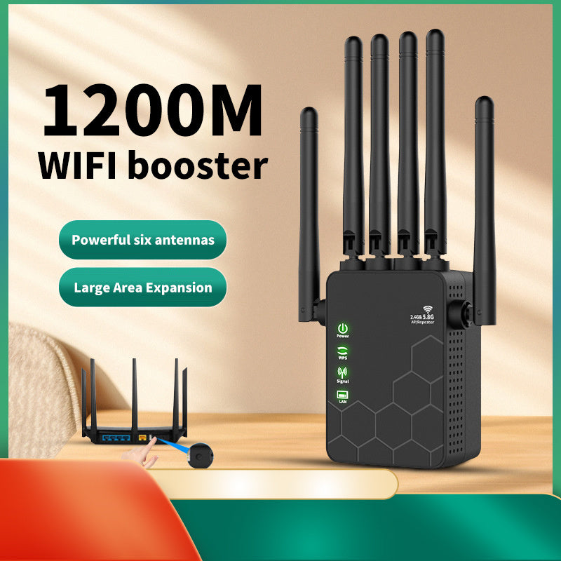 Momoter-1200Mbps-Supports WIFI6 Extensor de WiFi de Doble Frecuencia, Amplificador de Señal WiFi, WiFi 2.4 y 5Ghz de Doble Frecuencia (9000 Pies Cuadrados), Penetración Fuerte de Señal WiFi para 35 Dispositivos, 4 Modos de Configuración con 1 Toque, 6 An