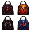 Bolsa de almuerzo aislada con estampado de arañas - Resistente de poliéster con diseño de telarañas vibrantes, sin contacto con alimentos, ideal para el trabajo, viajes y pícnic, lavable a mano, bolsa de almuerzo aislada, regreso a la escuela