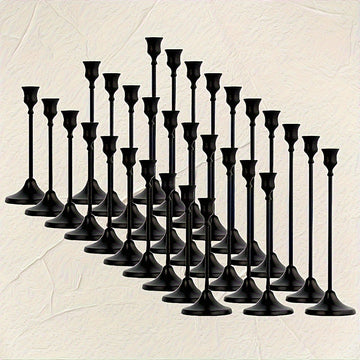 Un juego de 30 portavelas dorados de latón, candelabros al por mayor, decoración vintage para velas, soportes metálicos adecuados para la decoración del hogar, centro de mesa festivo y chimenea, Ideal para Navidad, Perfecto para Acción de Gracias