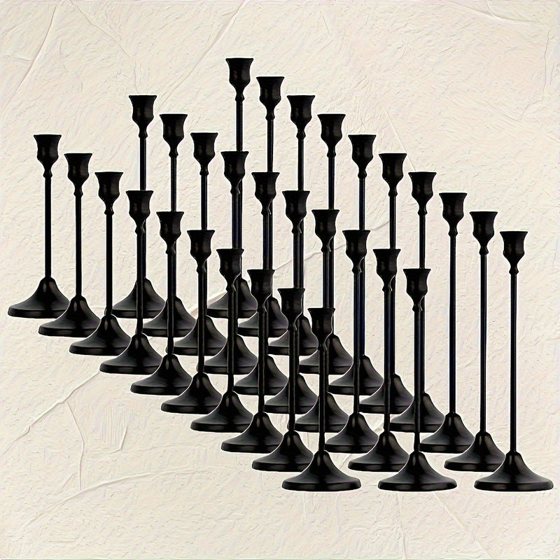 Un juego de 30 portavelas dorados de latón, candelabros al por mayor, decoración vintage para velas, soportes metálicos adecuados para la decoración del hogar, centro de mesa festivo y chimenea, Ideal para Navidad, Perfecto para Acción de Gracias