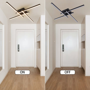 1 pza. Plafón LED Moderno de 20W, Araña de Techo Empotrada de Hierro Negro, Lámpara de Techo Regulable en Blanco Cálido para Dormitorio, Sala de Estar, Estudio, Accesorio de Iluminación para el Hogar