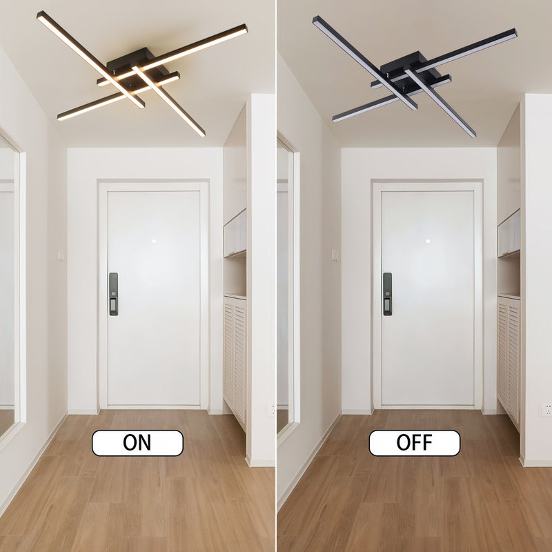 1 pza. Plafón LED Moderno de 20W, Araña de Techo Empotrada de Hierro Negro, Lámpara de Techo Regulable en Blanco Cálido para Dormitorio, Sala de Estar, Estudio, Accesorio de Iluminación para el Hogar