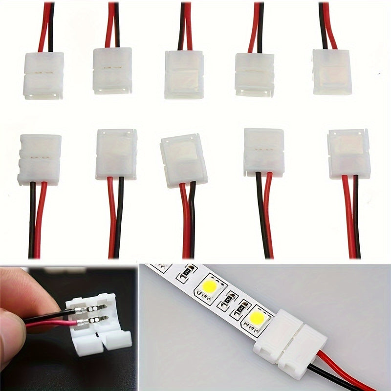 Paquete de 5/10, Tira LED sin Soldadura con Conectores Snap-On y Clips de 8mm