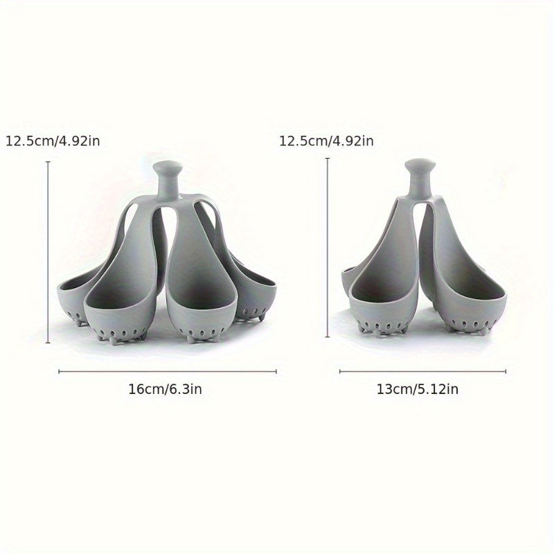 1pc Vaporera de Silicona Resistente a Altas Temperaturas con Mangos Ergonómicos y Agujeros de Ventilación - Segura para Alimentos, Portátil para Cocina en Casa, Camping, Desayuno Familiar, Herramienta de Cocina Compacta, Diseño Perforado