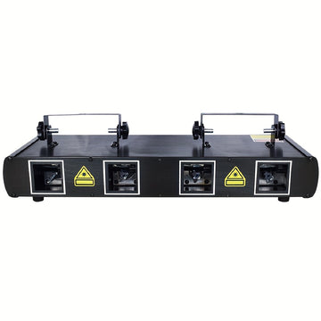 Luz de escenario LED RGBY controlada por DMX con 4 efectos de haz, luces de música activadas por sonido, sistema de luz láser de metal autosoportante, acabado al óleo, con enchufe de EE. UU., para DJ, discoteca, fiestas de baile, cumpleaños, bar, escenar