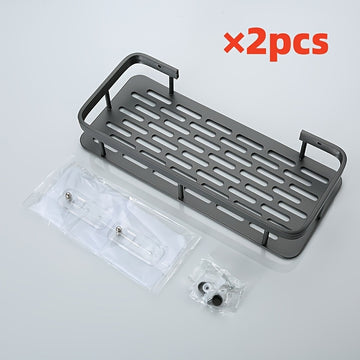 2 piezas Conjunto de soporte para ducha de montaje en pared, metal pulido resistente a la corrosión, organizador de baño para champú, acondicionador y productos de cuidado personal