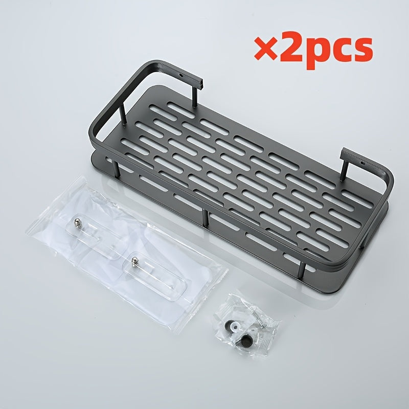 2 piezas Conjunto de soporte para ducha de montaje en pared, metal pulido resistente a la corrosión, organizador de baño para champú, acondicionador y productos de cuidado personal
