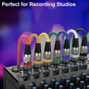 Conjunto de 6 Cables de Micrófono Balanceados XLR Macho a Hembra de 7.62 metros - 3 Pines, Anti-Interferencias, Diseño Autobloqueante, Colores Vibrantes (Rojo, Naranja, Amarillo, Verde, Azul, Morado) para un Sonido Claro y Fácil Identificación