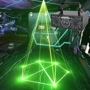 Luz de Animación de Haz RGB de 500mW con Control Remoto - Proyector Profesional para Fiestas de DJ y Escenario, Activado por Sonido, Ideal para Karaoke, Discotecas, Bodas, Halloween, Navidad y Decoraciones del Black Friday