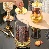 1pc Tarro de vidrio sellado hecho a mano con marco de acero inoxidable dorado, recipiente de almacenamiento de cocina para suministros de té, azúcar, caramelos, galletas, pan, ideal para bodas, regalo, cumpleaños, Navidad