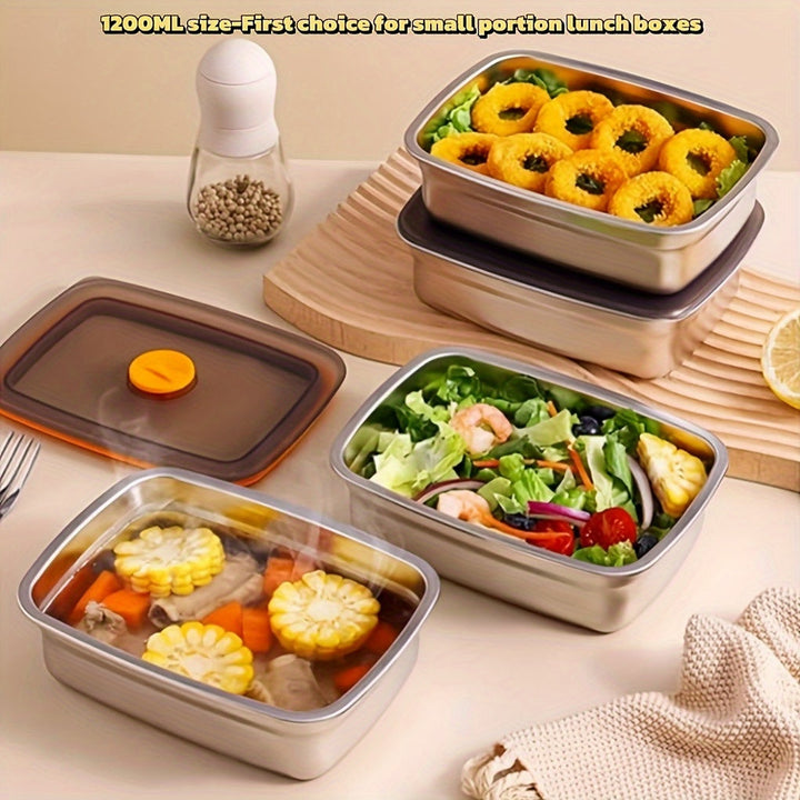 4 loncheras de acero inoxidable con tapa, recipientes herméticos para alimentos, multifuncionales, aptos para lavavajillas, tapa flip top, reutilizables, loncheras rectangulares para preparar comidas, gimnasio, estudio o picnic