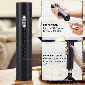 Juego de Abrebotellas Eléctrico Black Swan 5 en 1, Caja de Regalo para Accesorios de Vino, Juego Automático de Abrebotellas para el Hogar con Espiral y Vertedor al Vacío para Frescura