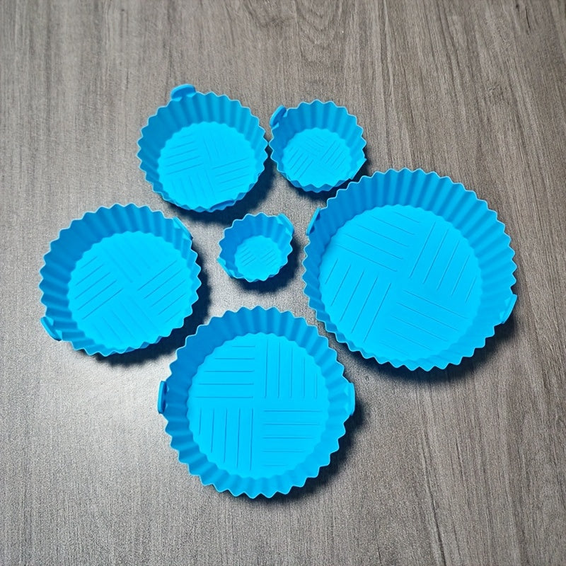 6 piezas de almohadillas redondas para freidora de aire, bandejas de silicona para hornear resistentes al calor y al aceite, herramientas multifuncionales fáciles de limpiar, utensilios de cocina