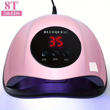 Lámpara de secado de uñas LED de 24 luces con cable USB - Luz profesional para gel de uñas para el hogar, 8W-24W, distribución uniforme, luz ascendente/descendente para uñas de gel, herramienta de cuidado de uñas de calidad de salón, accesorio de arte de