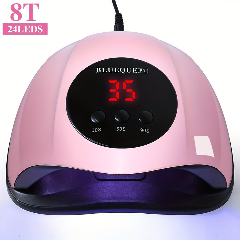 Lámpara de secado de uñas LED de 24 luces con cable USB - Luz profesional para gel de uñas para el hogar, 8W-24W, distribución uniforme, luz ascendente/descendente para uñas de gel, herramienta de cuidado de uñas de calidad de salón, accesorio de arte de