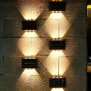 6 lámparas de pared LED, eficientes energéticamente, con carga solar, montaje semiempotrado, construcción de metal con pantalla de PVC, ideales para iluminación exterior e interior, lámparas de pared modernas, duraderas, apliques de pared para exteriores