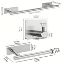 Juego de 6 toalleros contemporáneos, kit de herrajes para baño de acero inoxidable con toallero, toallero de pared, portarrollos de papel higiénico, ganchos para batas - Instalación sin taladros