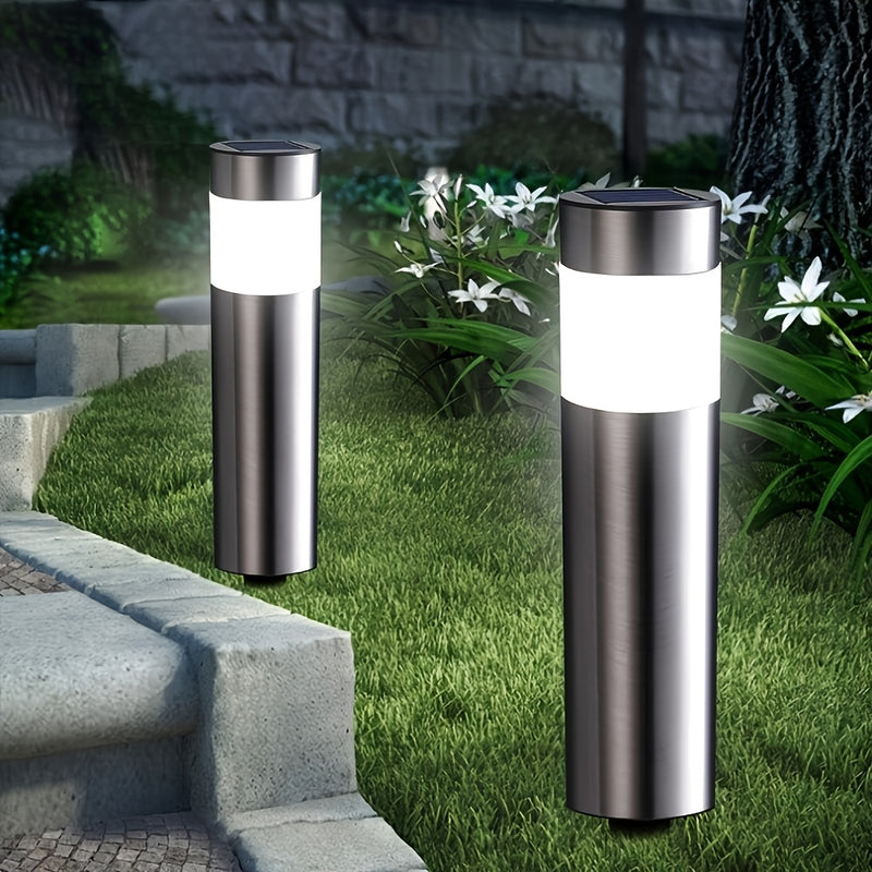 Conjunto de 2 Luces Solares LED para Exteriores con Energía Solar - Duradero en ABS y Acero Inoxidable, Sensor de Movimiento Automático Encendido/Apagado, Altura de 4.72 metros para Jardín, Césped, Patio - Iluminación Paisajística Eficiente en Energía,