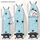 Fundas Lavables para Tabla de Planchar Resistente - Azul Claro, Estrellas Negras y Puntos Rosados, Ajuste Universal para la Mayoría de Mesas de Planchado, Decoración para Lavandería, Accesorios de Planchado (No Incluye Mesa), Diseño de Estrellas y Puntos