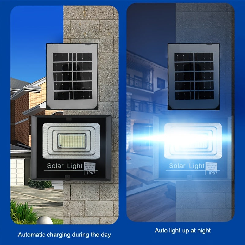 Luces solares LED para jardín con control remoto y paneles solares, luces solares IP67 de alta luminosidad para exteriores.