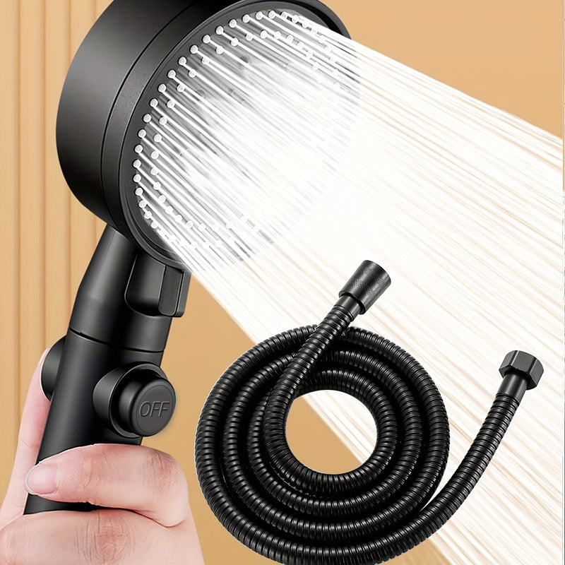 Cabezal de ducha de mano de alta presión con 5 funciones, montaje en pared, manguera de 1.5 m, plástico ABS, botón de encendido/apagado - Accesorio moderno para baño