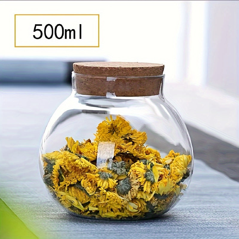 Juego de 3/6 Piezas de Tarros de Vidrio Transparente de 500ml, Recipiente Redondo Decorativo para Café, Especias, Dulces, Sal, Galletas, Condimentos y Azúcar