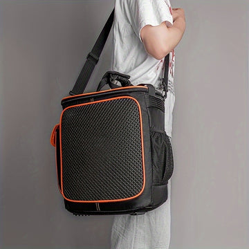 Estuche portátil para altavoces Partybox Encore 2 - EVA impermeable y resistente a los golpes, correa ajustable para hombros ligera para camping y festivales de música, negro con detalles naranjas, altavoces portátiles, equipo de audio al aire libre, acc