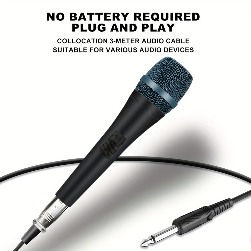 Micrófono dinámico profesional E945 con interruptor, cable de línea de cañón de 3 metros, anti-grito, cable de altavoz/amplificador/placa base de 6,35 mm, entre otros, para grabación, canto, enseñanza, transmisión en vivo, presentación, etc., sonido de a