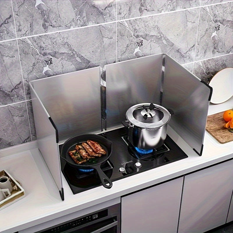 Guarda de cocina de acero inoxidable para todas las estaciones, diseño plegable en tres partes que ahorra espacio y crea un ambiente ordenado, ideal para uso doméstico, cocinas de RV y campamentos
