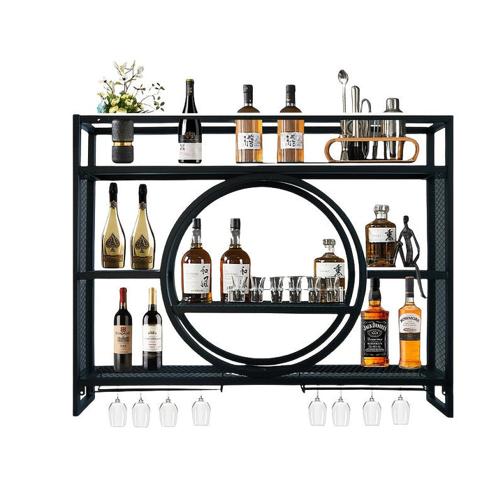 Estantería de Almacenamiento de Vino Moderna Montada en la Pared, Estante Colgante Industrial para Licores, Estante de Hierro para Botellas de Licor, Exhibidor de Botellas de Bebidas para Bar o Cocina Doméstica,