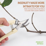 Tijeras de poda de acero inoxidable de primera calidad con mango blanco ergonómico - Cuchillas afiladas y duraderas para bonsái, huerta y jardinería general - Perfectas para recortes precisos y moldeado, herramientas de jardinería | Mango ergonómico | He