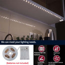 Tira de luces LED 2835 30D, blanca cálida/fría, autoadhesiva, cortable, funciona con pilas (pilas no incluidas), ideal para iluminación trasera de TV, tocador, gabinetes, decoración del hogar y ambiente festivo, luz para sala de estar