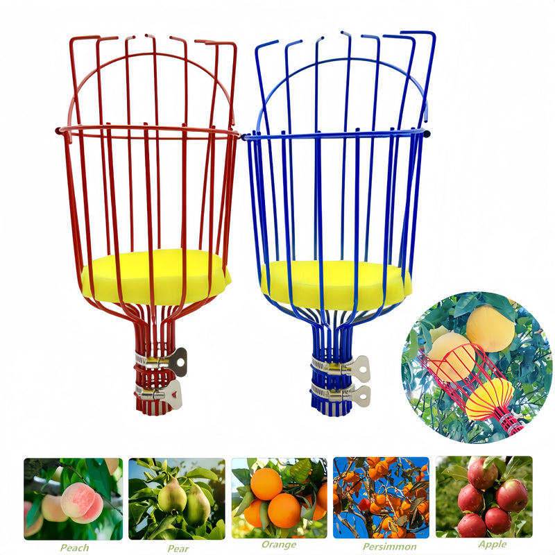 Herramienta de Garra para Recolectar Frutas en Altitud - Cesta de Jardín Metálica para Melocotones, Peras y Naranjas - No Necesita Energía, Esencial para el Mejoramiento del Hogar