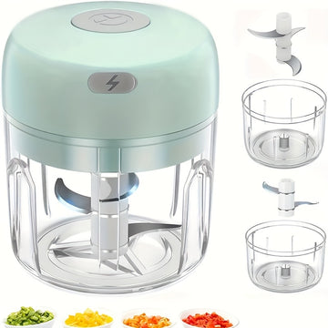 1 pza. 250ml Mini Picadora de Ajo Recargable, Duradera, Robusta, ¡Adecuada para triturar ajo, chile, cebolla, carne molida, nueces y más!