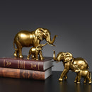 Figura de Elefante Dorado de Madre y Crías - Decoración de Resina para Sala de Estar, Entrada, Estantería - Regalo Perfecto para Acción de Gracias