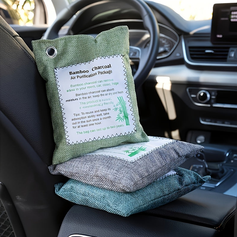 800G (20.6oz) de 4 paquetes de carbón de bambú de colores diferentes para purificar el aire, reutilizables, adecuados para habitaciones de casa, interiores de coches, armarios y gabinetes de zapatos.